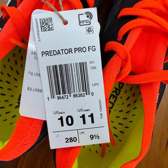 Adidas Predator 24 Pro FG Men’s Size 10 Soccer Cleats 'Black Solar Red' NEW - Picture 8 of 10